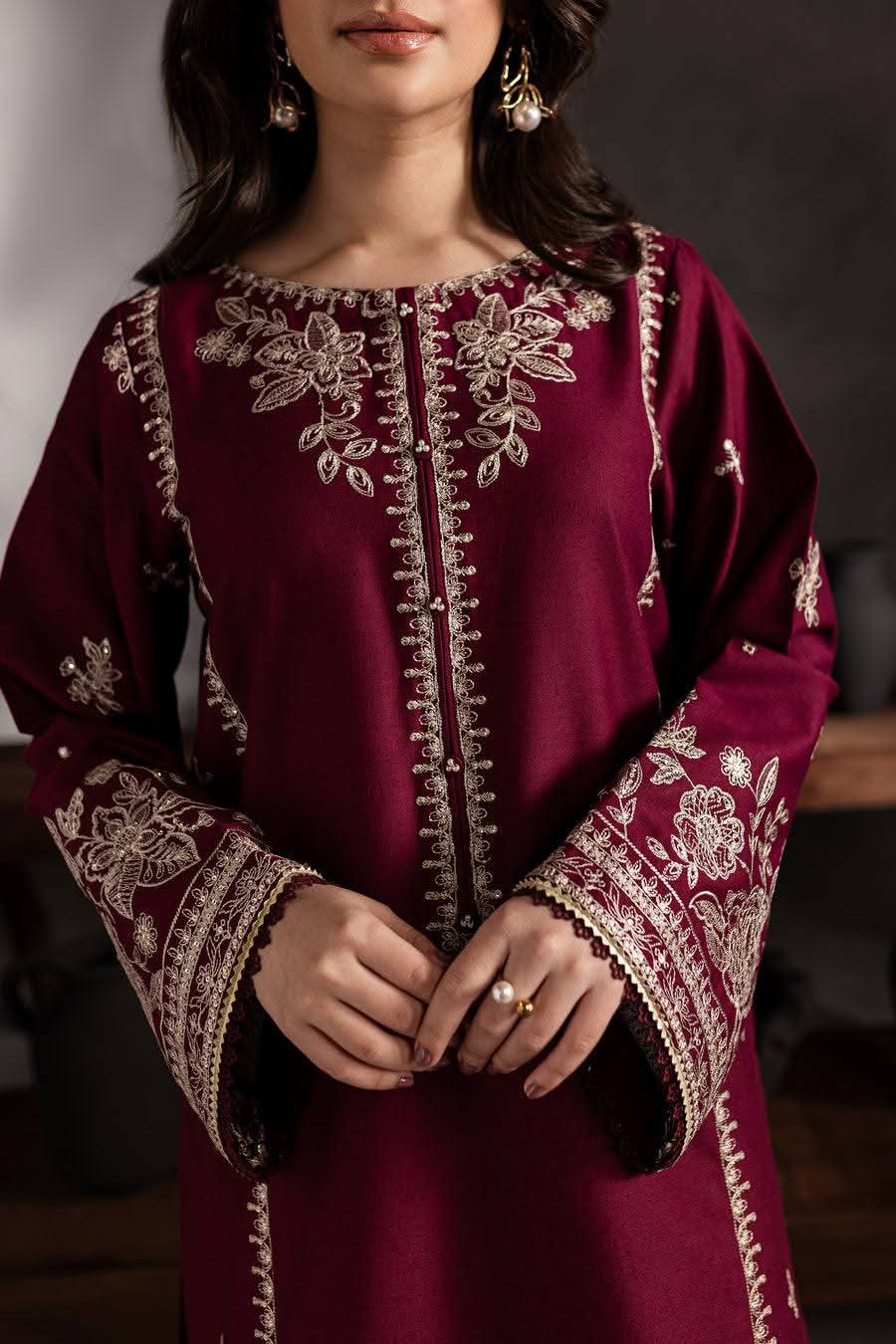 Alam ( Stitched Emb 2 Pcs) With Plazo Embrodiery