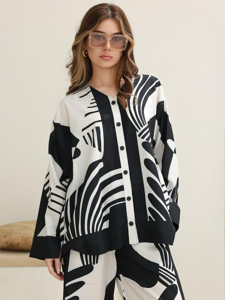 Black And White Co-Set Stiched