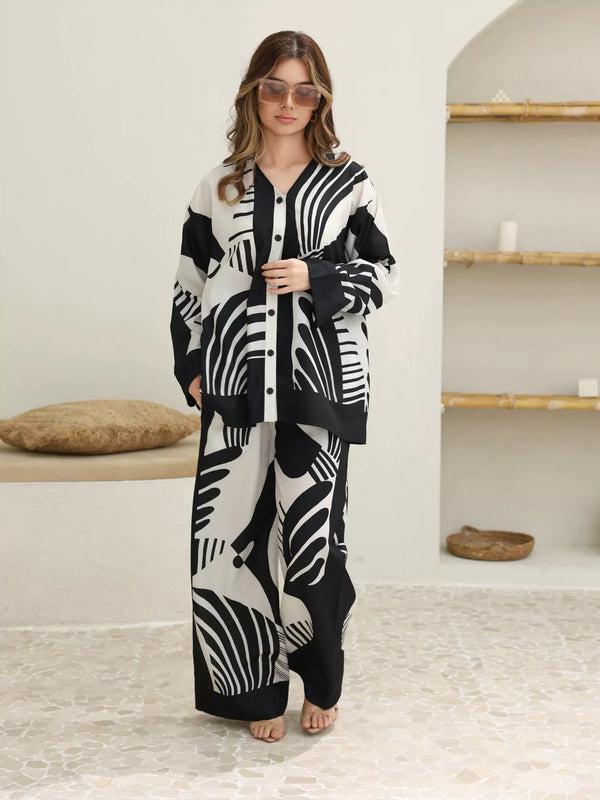 Black And White Co-Set Stiched