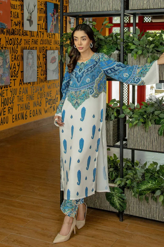 Blue DIGITAL PRINT 2PC STITCHED FOR GIRLS