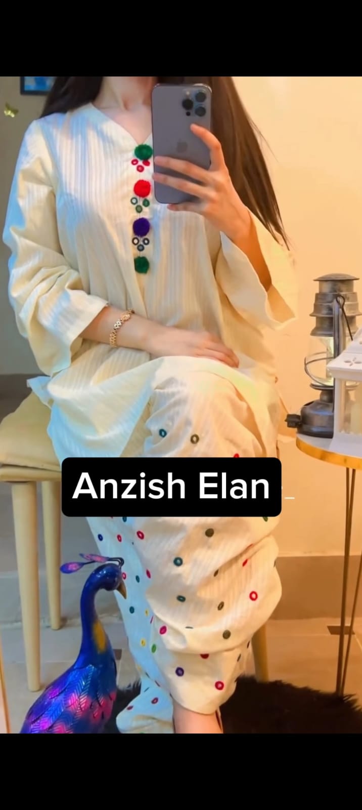 White Winter Mirror 2 Piece Stiched