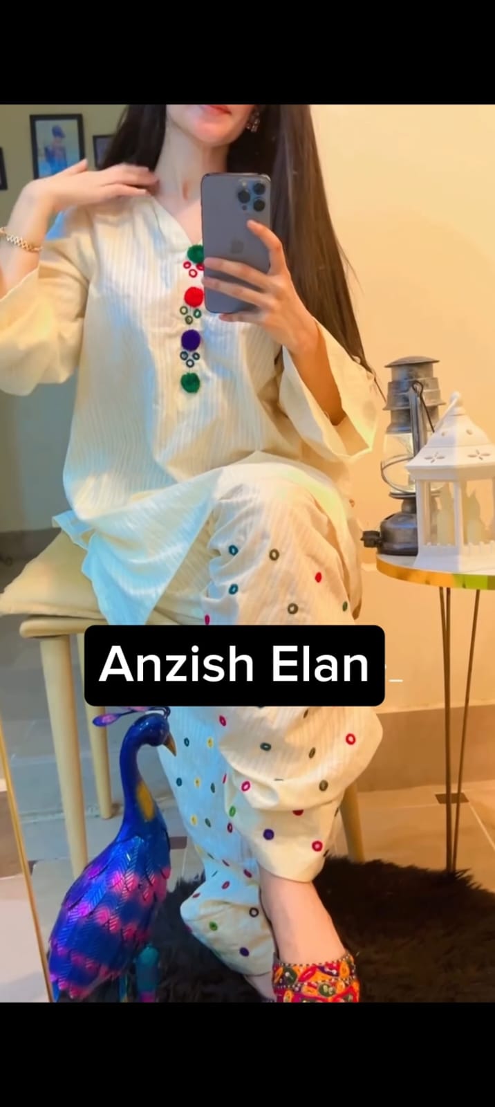 White Winter Mirror 2 Piece Stiched