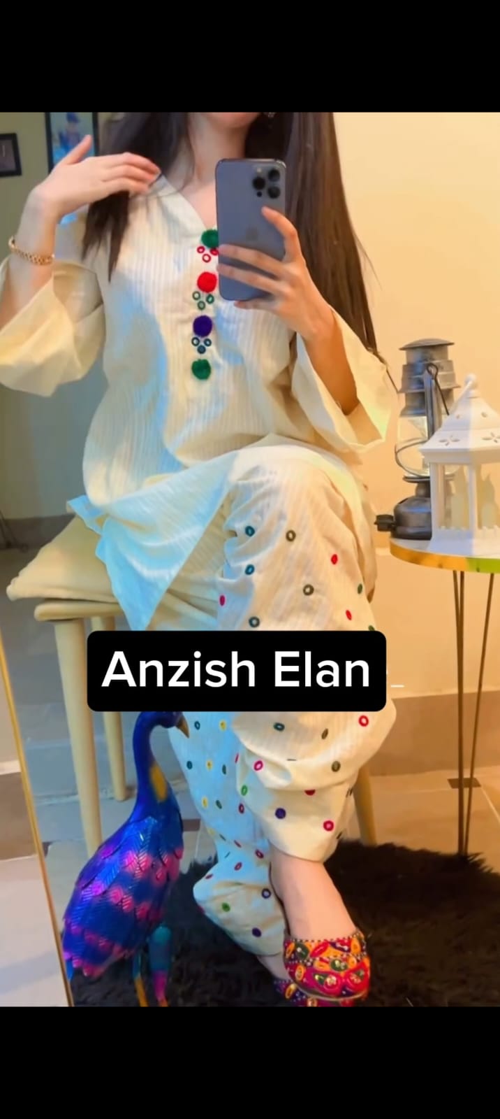 White Winter Mirror 2 Piece Stiched