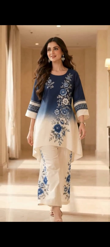 Blue Berry 2 Piece Stitched Printed