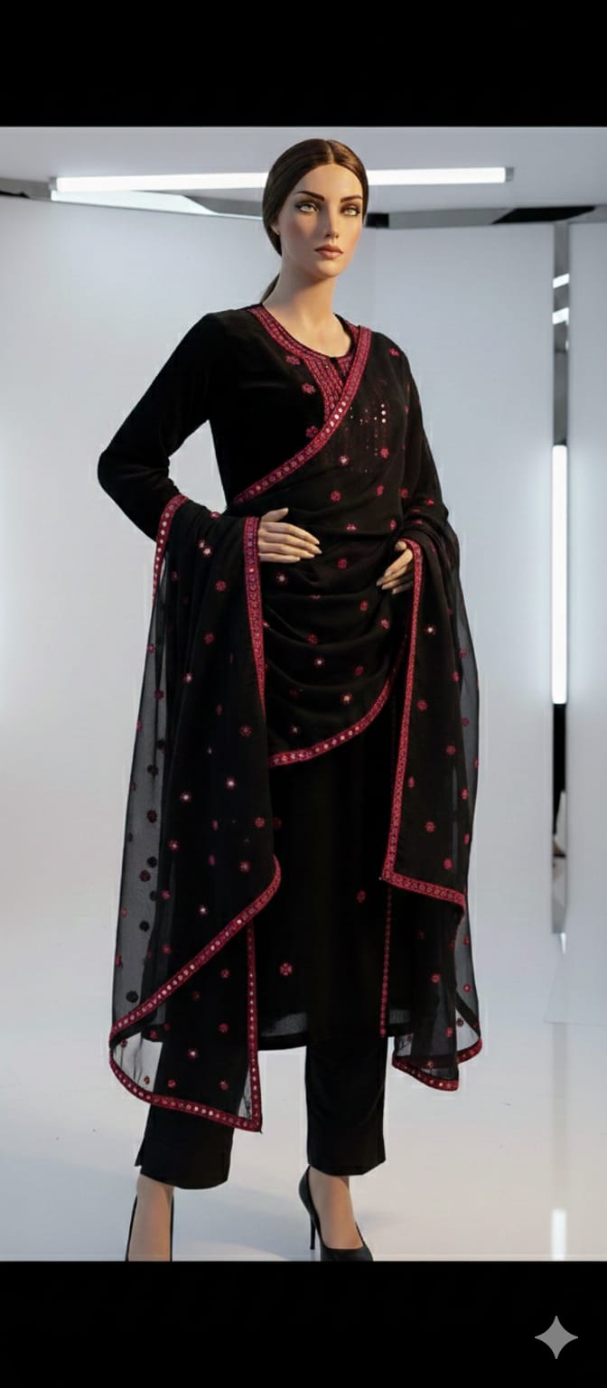 Blochi Embroidery 9mm 3Pc Unstitched