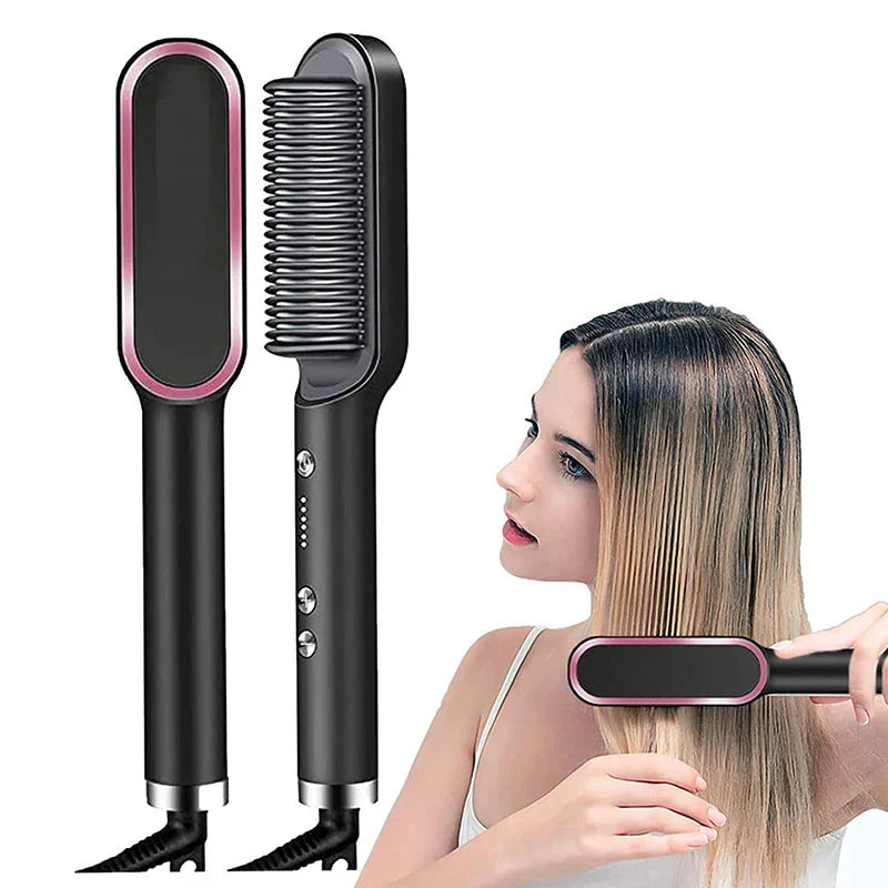 Hair Straightening Brush & Curler